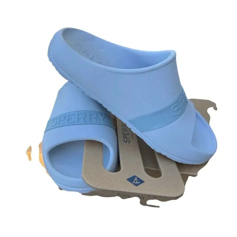 Sperry Float Slide Boat Sandals LT. Blue Beach Resort Comfort Womens 8 NEW